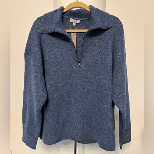 J. Crew Half-zip stretch wool blue sweater XXL